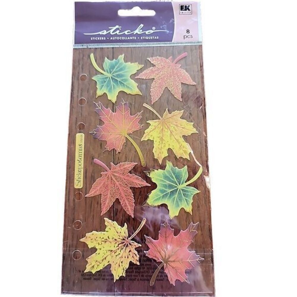 Gold Foil Vellum Maple Leaves Stickers Papercraft Planner Journal‎ Fall Autumn
